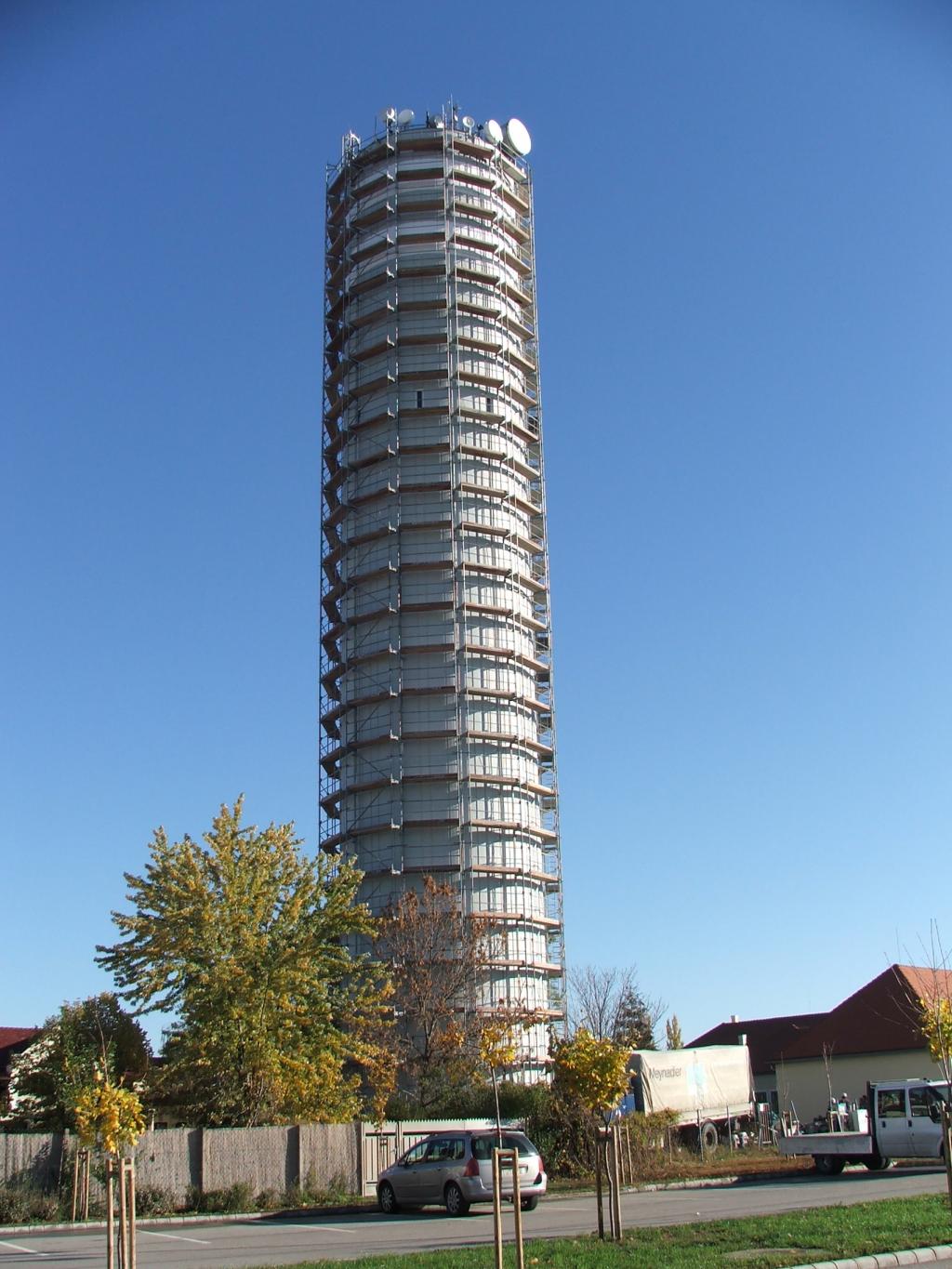 Szeghalmi víztorony állványozása